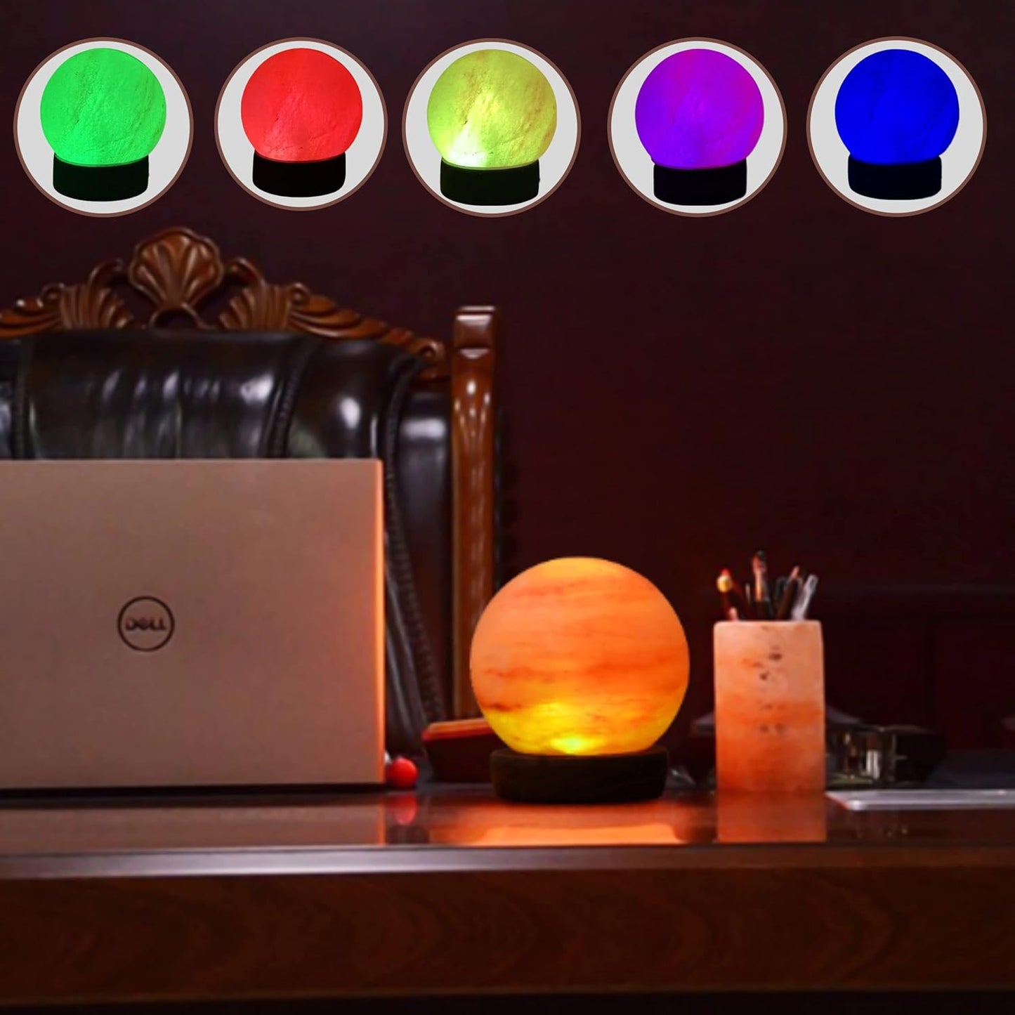 BUX Himalayan Salt Sphere Shape USB Lamp multi color