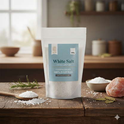 Bux Himalayan White Salt Coarse Grain Zip Lock Standup Pouch 500gm
