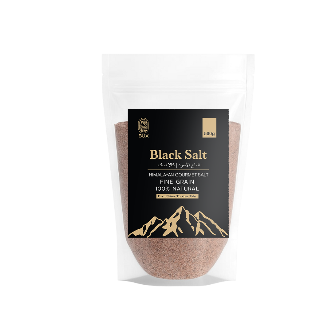 Bux Himalayan Black Salt Coarse Grain Zip Lock Standup Pouch 500gm