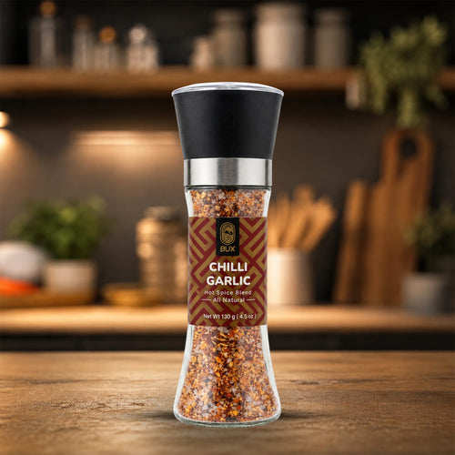 Bux Chilli Garlic Seasoning Glass Grinder 100gm