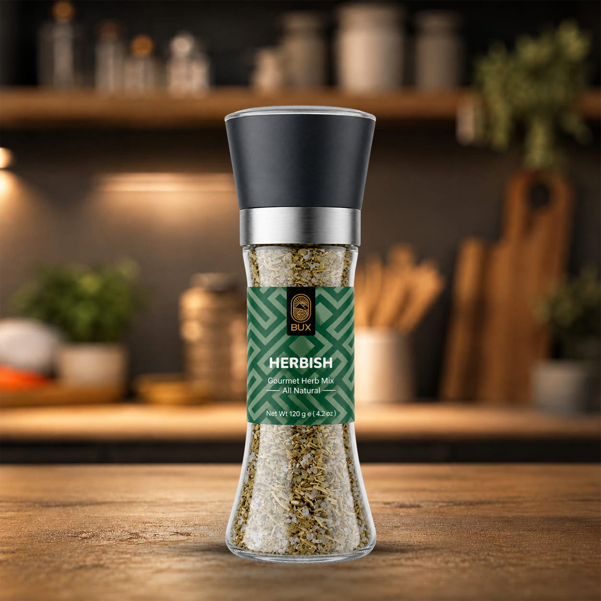 Bux Herbish Seasoning Glass Grinder 100gm