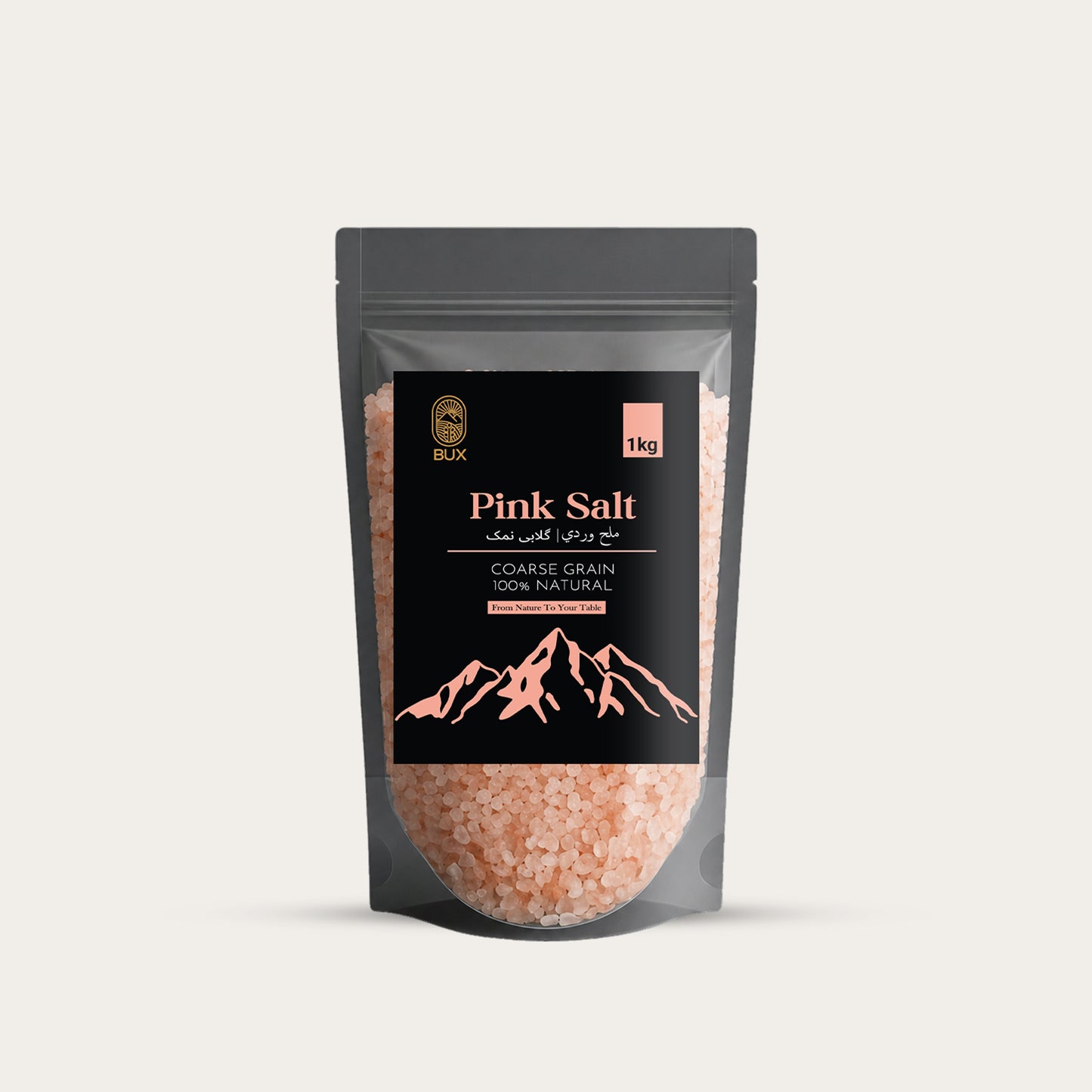 Bux Himalayan Pink Salt Coarse Grain Zip Lock Standup Pouch
