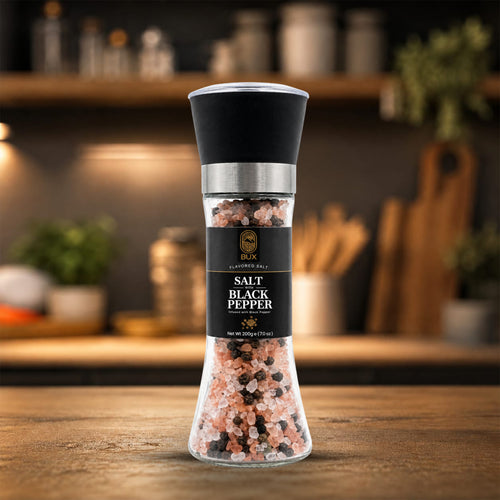 Bux Salt With Black Pepper Glass Grinder 200gm
