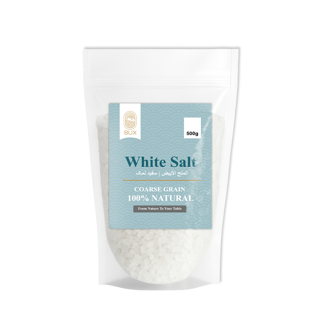 Bux Himalayan White Salt Coarse Grain Zip Lock Standup Pouch 500gm