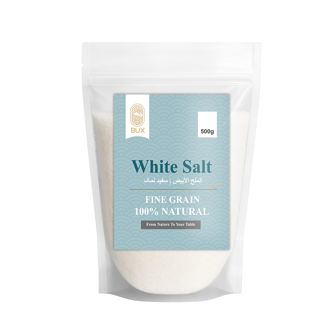 Bux Himalayan White Salt Coarse Grain Zip Lock Standup Pouch 500gm