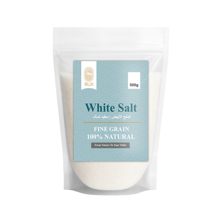 Bux Himalayan White Salt Coarse Grain Zip Lock Standup Pouch 500gm